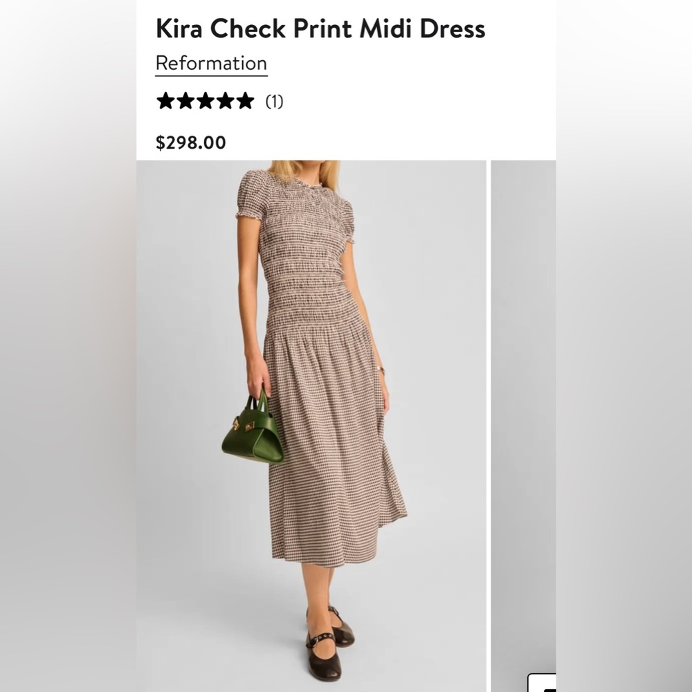 Reformation Kira Brown Check Midi Dress